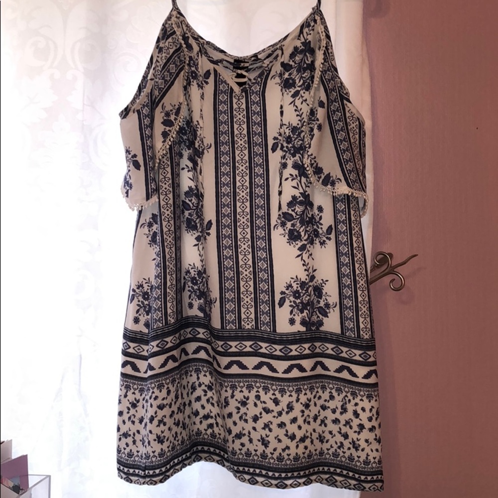 Blue and White Patterned Summer Dress Size Small